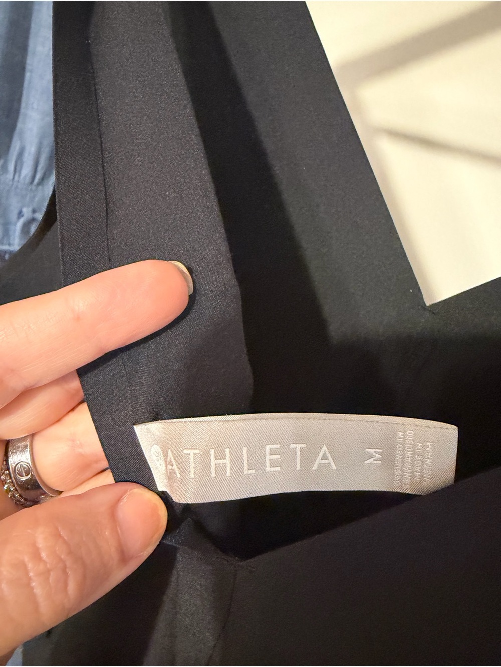 Athleta Black Sleeveless V-Neck Wide-Leg Belted Jumpsuit - Picture 2 of 3